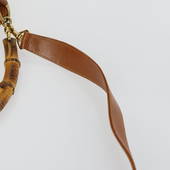 GUCCI Bamboo Shoulder Bag Leather 2way Brown Gold 001 0166 1638 Auth 151675