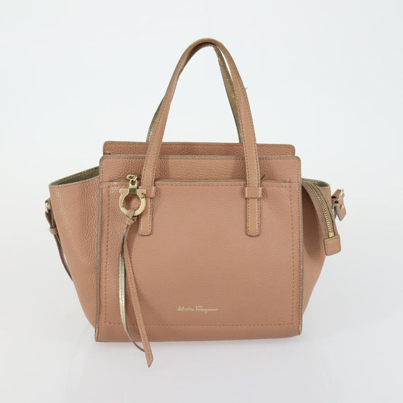 Salvatore Ferragamo Tote Bag Leather 3 Set White Pink black Auth 151677