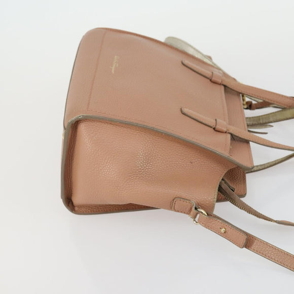 Salvatore Ferragamo Tote Bag Leather 3 Set White Pink black Auth 151677