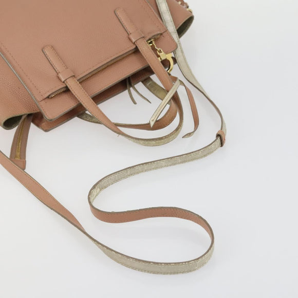 Salvatore Ferragamo Tote Bag Leather 3 Set White Pink black Auth 151677