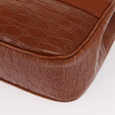 Salvatore Ferragamo Vala Hand Bag Leather 2way Brown Gold Auth 151678-13