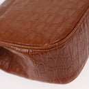 Salvatore Ferragamo Vala Hand Bag Leather 2way Brown Gold Auth 151678-14