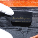 Salvatore Ferragamo Vala Hand Bag Leather 2way Brown Gold Auth 151678-17
