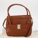 Salvatore Ferragamo Vala Hand Bag Leather 2way Brown Gold Auth 151678-24