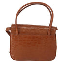 Salvatore Ferragamo Vala Hand Bag Leather 2way Brown Gold Auth 151678-3