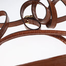 Salvatore Ferragamo Vala Hand Bag Leather 2way Brown Gold Auth 151678-8