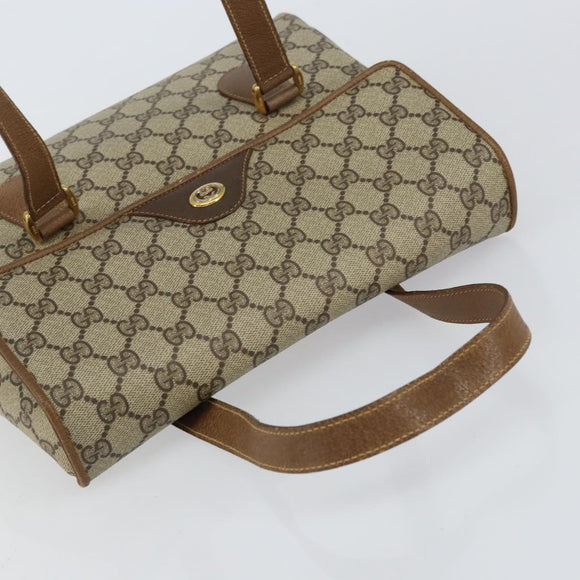 GUCCI GG Supreme Hand Bag PVC Beige Gold 116 02 080 Auth 151679