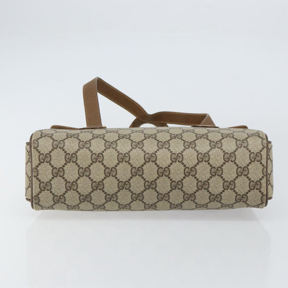 GUCCI GG Supreme Hand Bag PVC Beige Gold 116 02 080 Auth 151679