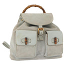 GUCCI Bamboo Backpack Suede Light Blue Gold 003 2058 0016 Auth 151681-1