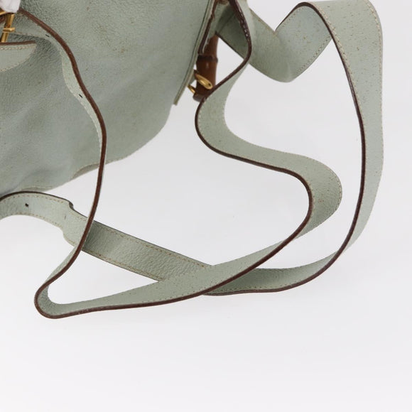 GUCCI Bamboo Backpack Suede Light Blue Gold 003 2058 0016 Auth 151681