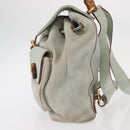 GUCCI Bamboo Backpack Suede Light Blue Gold 003 2058 0016 Auth 151681-4