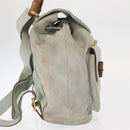 GUCCI Bamboo Backpack Suede Light Blue Gold 003 2058 0016 Auth 151681-5