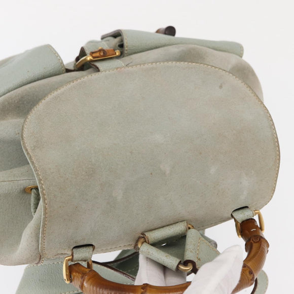 GUCCI Bamboo Backpack Suede Light Blue Gold 003 2058 0016 Auth 151681