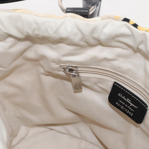 Salvatore Ferragamo Tote Bag Vinyl Clear Silver Auth 151685