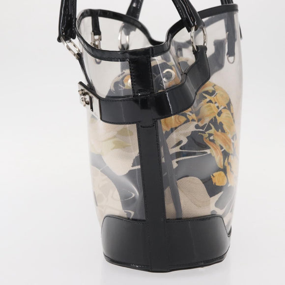 Salvatore Ferragamo Tote Bag Vinyl Clear Silver Auth 151685