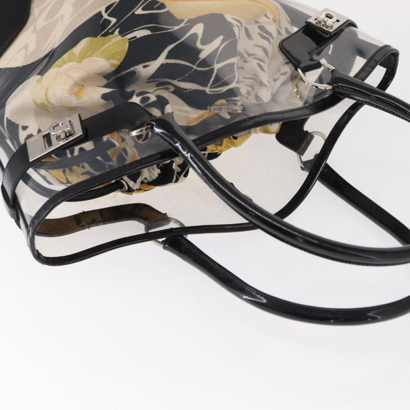 Salvatore Ferragamo Tote Bag Vinyl Clear Silver Auth 151685