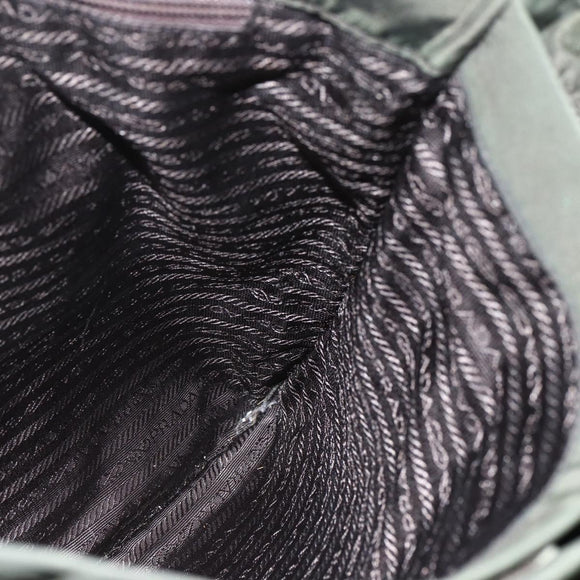 PRADA Tote Bag Nylon Green Silver Auth 151686