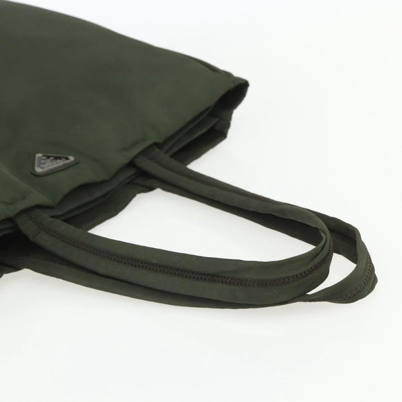PRADA Tote Bag Nylon Green Silver Auth 151686