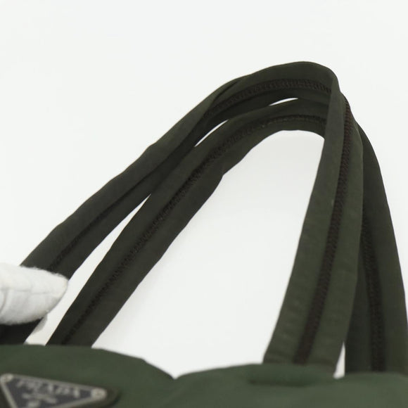 PRADA Tote Bag Nylon Green Silver Auth 151686