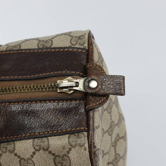 GUCCI GG Supreme Web Sherry Line Boston Bag PVC Beige Red Auth 151688