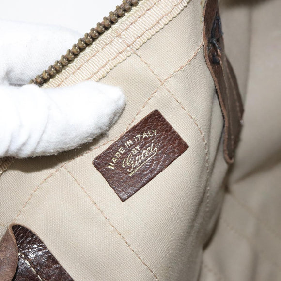 GUCCI GG Supreme Web Sherry Line Boston Bag PVC Beige Red Auth 151688