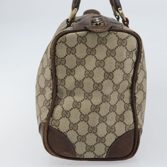 GUCCI GG Supreme Web Sherry Line Boston Bag PVC Beige Red Auth 151688