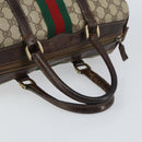 GUCCI GG Supreme Web Sherry Line Boston Bag PVC Beige Red Auth 151688-7