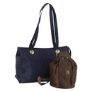 MCM Logogram Vicetos Tote Bag PVC 2 Set Brown Navy Auth 151690-1