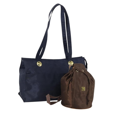 MCM Logogram Vicetos Tote Bag PVC 2 Set Brown Navy Auth 151690