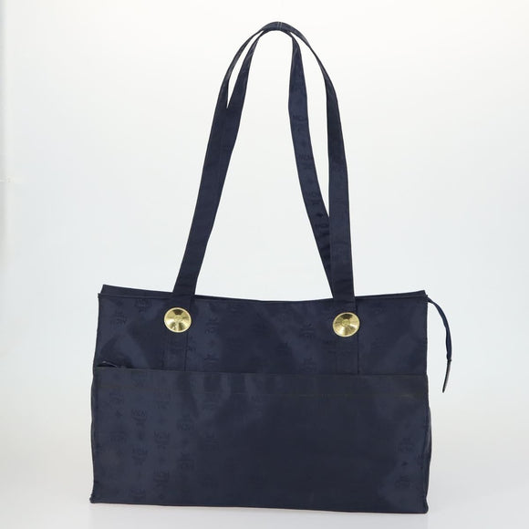 MCM Logogram Vicetos Tote Bag PVC 2 Set Brown Navy Auth 151690
