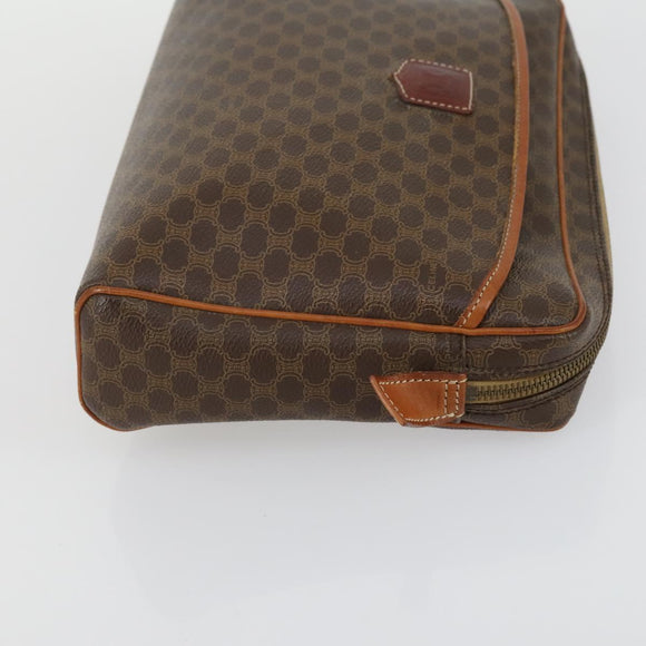 CELINE Macadam Canvas C Sulky Hand Bag PVC 2 Set Brown Navy Auth 151692