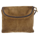 LOEWE Anagram Shoulder Bag Suede Beige Gold Auth 151693-2