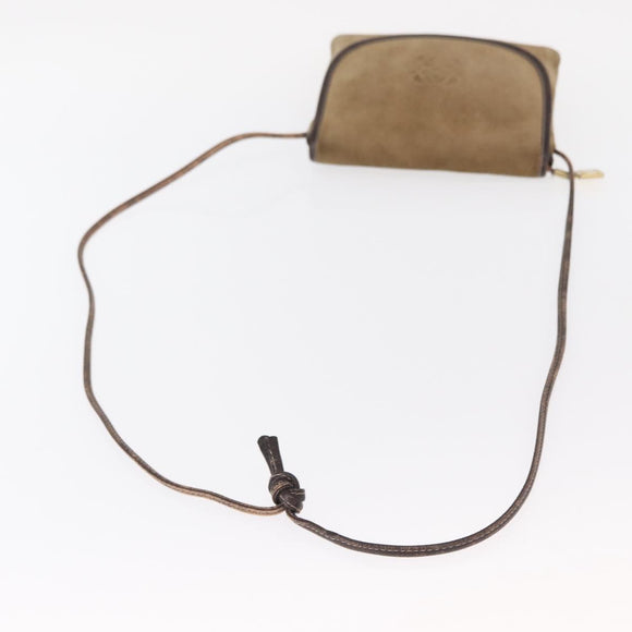LOEWE Anagram Shoulder Bag Suede Beige Gold Auth 151693