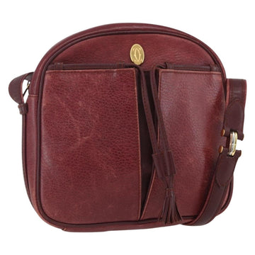 CARTIER Must Line Shoulder Bag Leather Bordeaux Gold Auth 151694