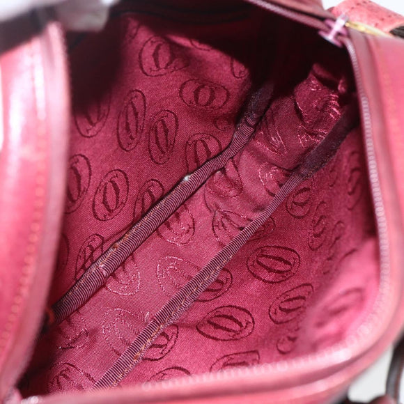 CARTIER Must Line Shoulder Bag Leather Bordeaux Gold Auth 151694
