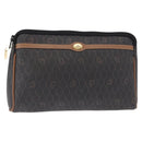 Christian Dior Honeycomb Canvas Clutch Bag PVC Black Gold Auth 151696-1