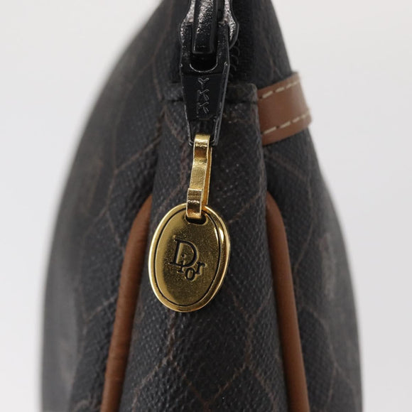 Christian Dior Honeycomb Canvas Clutch Bag PVC Black Gold Auth 151696