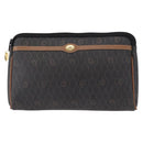 Christian Dior Honeycomb Canvas Clutch Bag PVC Black Gold Auth 151696-2