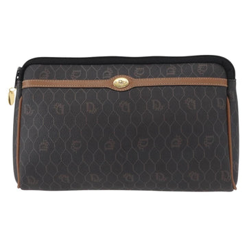 Christian Dior Honeycomb Canvas Clutch Bag PVC Black Gold Auth 151696 - 0