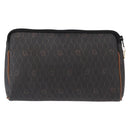 Christian Dior Honeycomb Canvas Clutch Bag PVC Black Gold Auth 151696-3