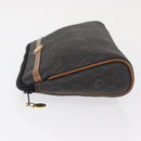 Christian Dior Honeycomb Canvas Clutch Bag PVC Black Gold Auth 151696-5