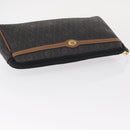 Christian Dior Honeycomb Canvas Clutch Bag PVC Black Gold Auth 151696-6