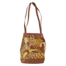 Salvatore Ferragamo Shoulder Bag Canvas Brown Gold Auth 151697-13