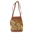 Salvatore Ferragamo Shoulder Bag Canvas Brown Gold Auth 151697-2