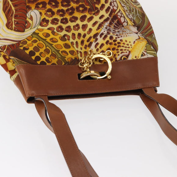 Salvatore Ferragamo Shoulder Bag Canvas Brown Gold Auth 151697