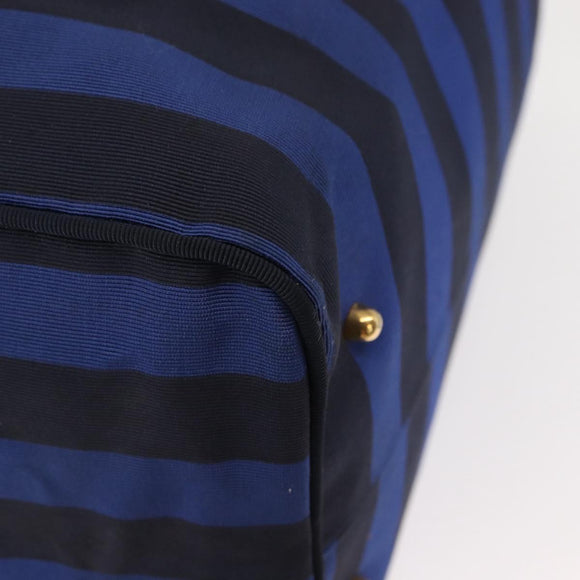 VALENTINO Shoulder Bag Canvas 2way Blue Gold Auth 151699