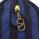 VALENTINO Shoulder Bag Canvas 2way Blue Gold Auth 151699-18
