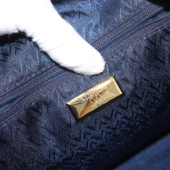 VALENTINO Shoulder Bag Canvas 2way Blue Gold Auth 151699