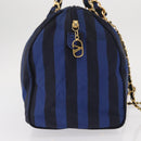 VALENTINO Shoulder Bag Canvas 2way Blue Gold Auth 151699-4