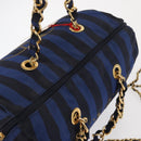 VALENTINO Shoulder Bag Canvas 2way Blue Gold Auth 151699-6